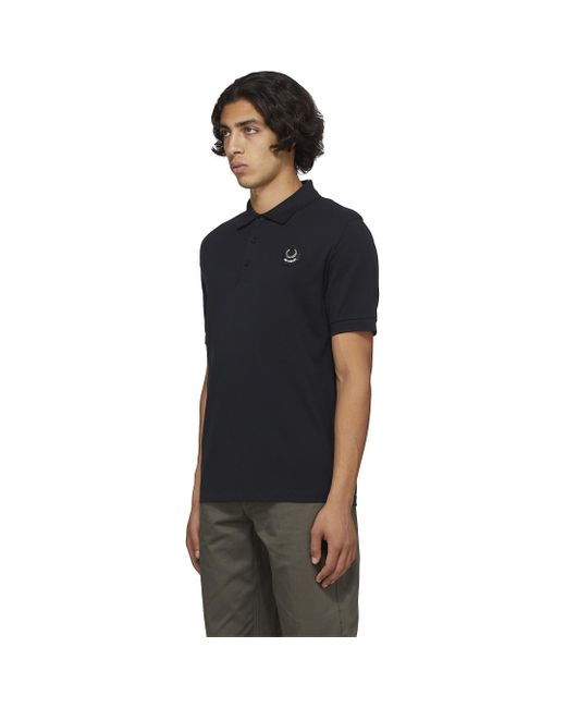 Fred Perry Raf Simons Slim Fit Polo Shirt in Black for Men | Lyst