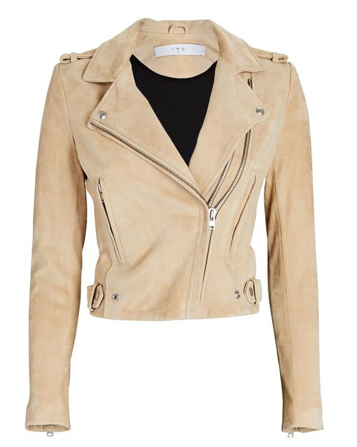 IRO Dylan Suede Moto Jacket in Natural | Lyst