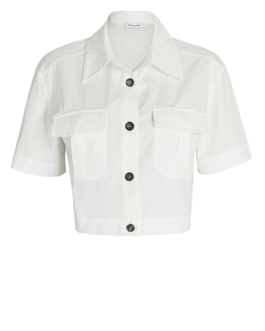 Anine Bing Cotton Scout Cropped Button-down Shirt in White | Lyst
