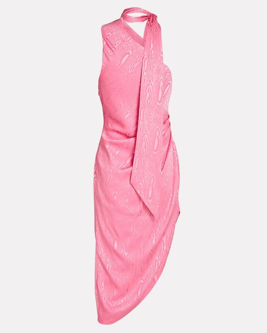 Ronny Kobo Silk Zoey Moiré Asymmetrical Mini Dress in Pink - Lyst