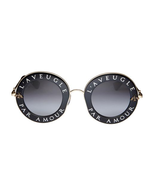 Gucci Blind For Love Round Sunglasses in Black | Lyst