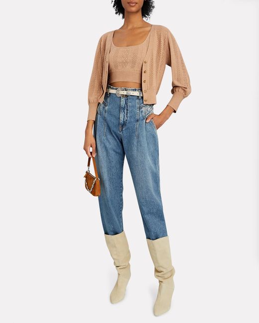 cropped pointelle cardigan