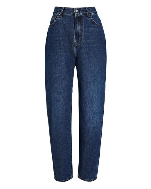 Totême Denim High-rise Tapered Organic Jeans in Dark Blue (Blue) | Lyst