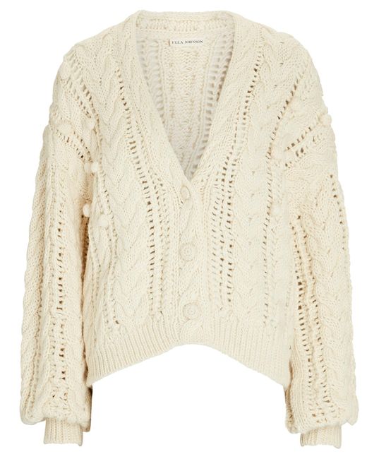 Ulla Johnson Wool Lilo Oversized Cable Knit Cardigan in Ivory (White ...