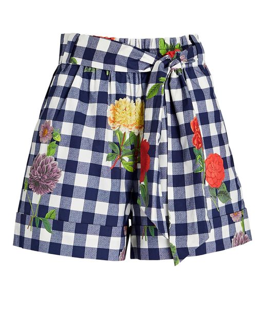 Cara Cara Cotton Whitney Floral Gingham Shorts in Blue | Lyst