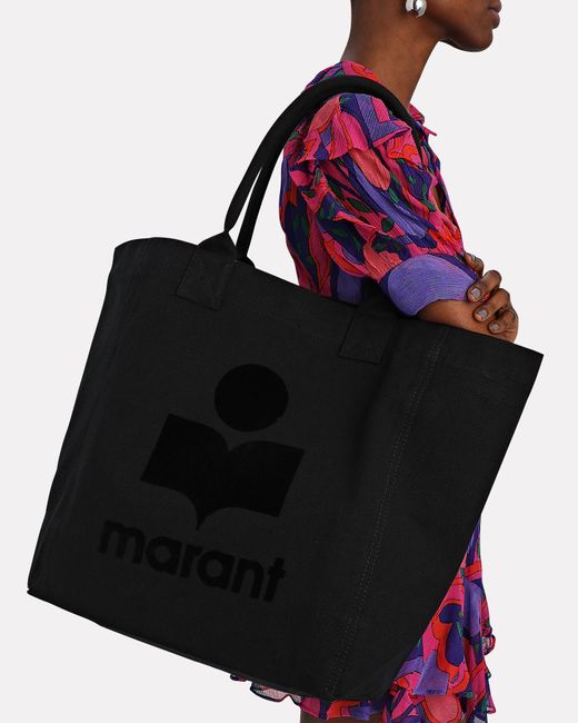 Isabel Marant Yenky Logo Canvas Tote Bag in Black | Lyst