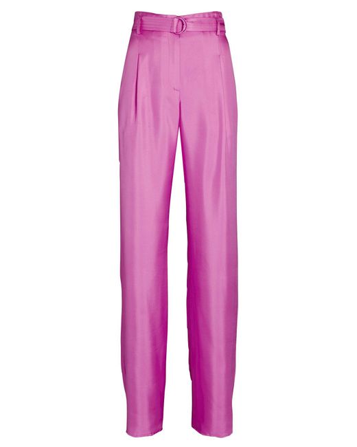 LAPOINTE Silky Twill High-waist Belted Pants in Pink | Lyst