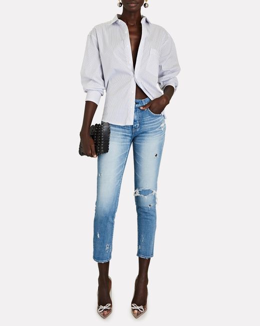 Moussy Denim Hammond Distressed Mid-rise Skinny Jeans in Denim-lt (Blue) |  Lyst
