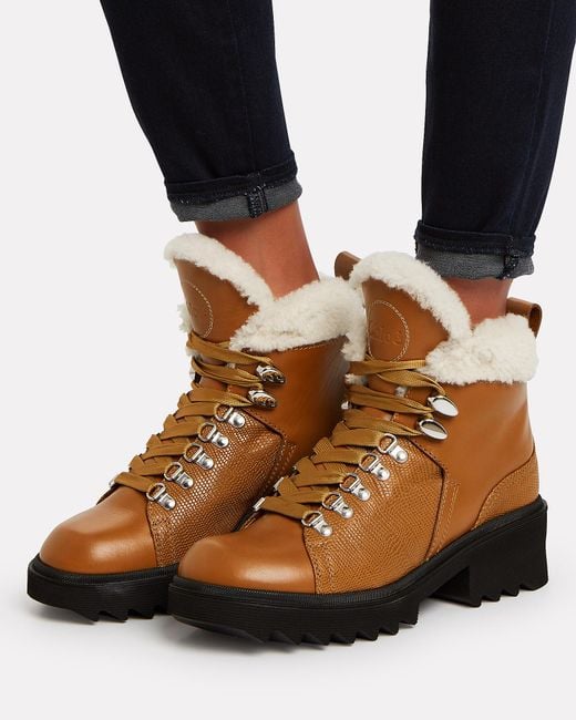 shearling lined combat boots