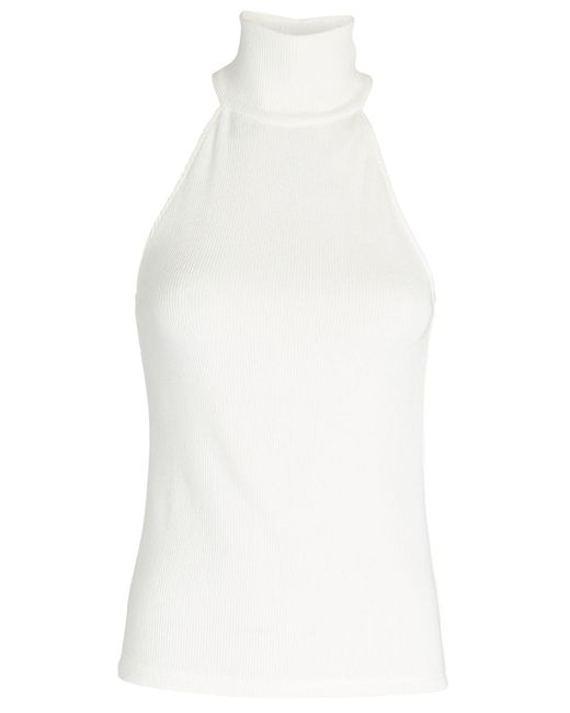 Enza Costa Rib Knit Turtleneck Top in White Lyst