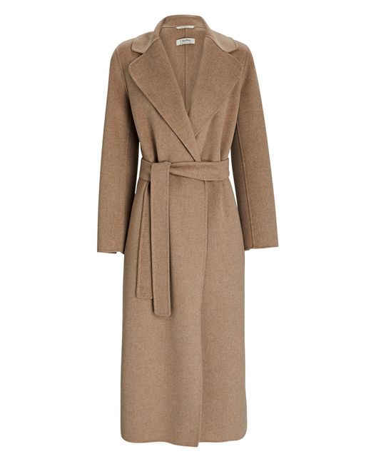Max Mara Poldo Belted Wool Trench Coat in Beige (Natural) | Lyst