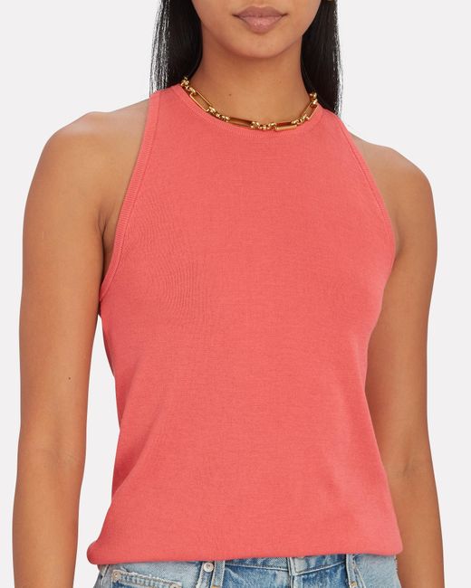 high neck red tank top