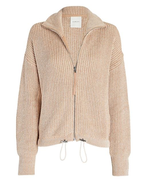 Varley Anderson Drawstring Ribbed Knit Jacket in Natural Lyst
