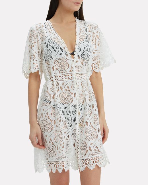 Lyst Melissa Odabash Barrie Cream Lace Coverup Mini Dress in White