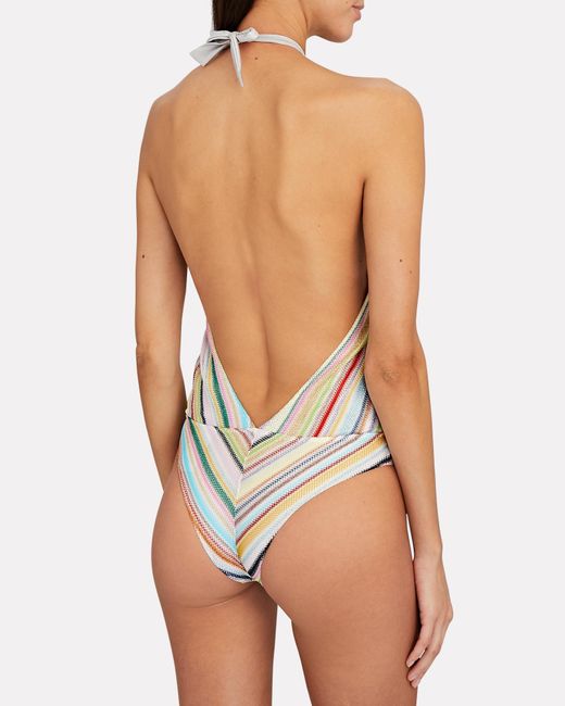 striped halter one piece swimsuit