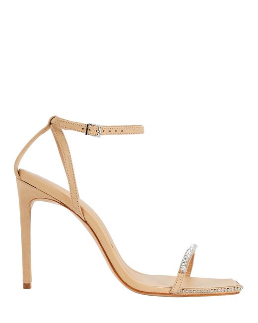 Schutz Louie Crystal-embellished Leather Sandals in Beige (Natural) - Lyst