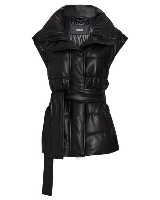 Mackage Zerina Leather Puffer Vest in Black | Lyst