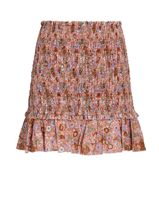 Veronica Beard Cotton Melodie Smocked Floral Mini Skirt | Lyst Canada