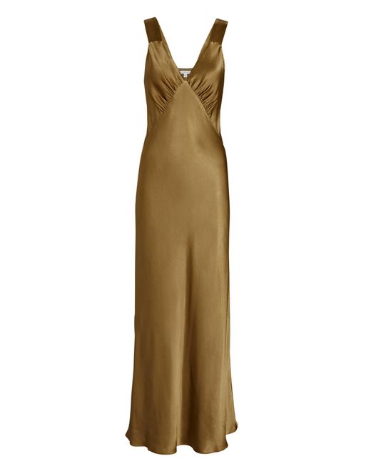 Shona Joy Satin Midi Dress in Green (Metallic) Lyst Canada