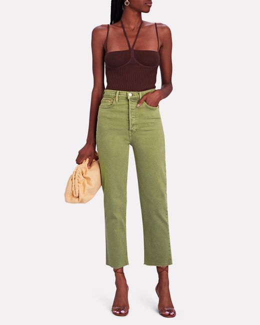 RE DONE 70s High rise Stove Pipe Jeans in Green Lyst