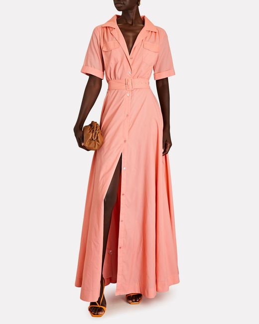 STAUD Millie Belted Maxi Shirt Dress in 