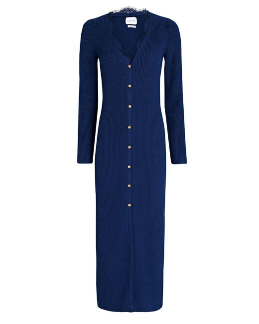 Saylor Moira Lace-trimmed Rib Knit Midi Dress in Blue | Lyst Canada