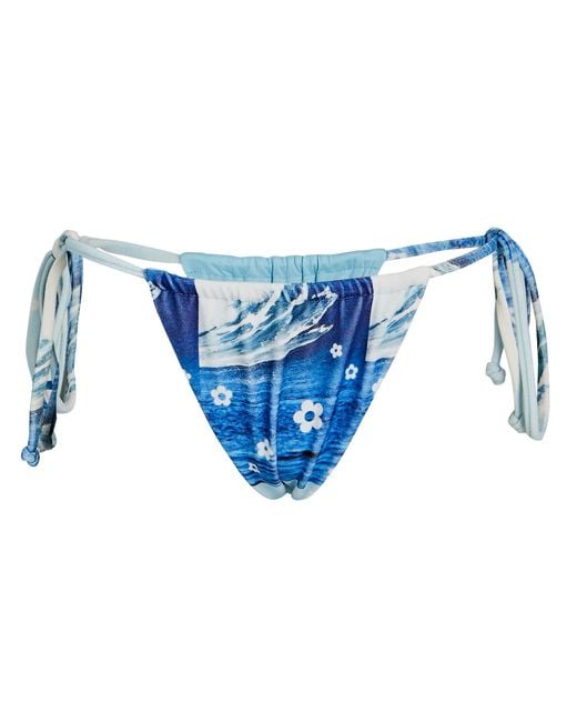 Frankie's Bikinis Tia Side Tie Terry Bikini Bottoms in Blue Lyst