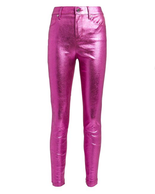 RTA Madrid Metallic Leather Pants in Pink | Lyst