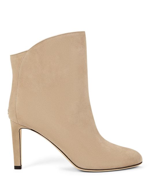Jimmy Choo Karter 85 Suede Ankle Boots in Natural | Lyst