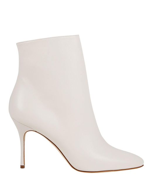 Manolo Blahnik Insopo 90 Leather Ankle Boots in White | Lyst