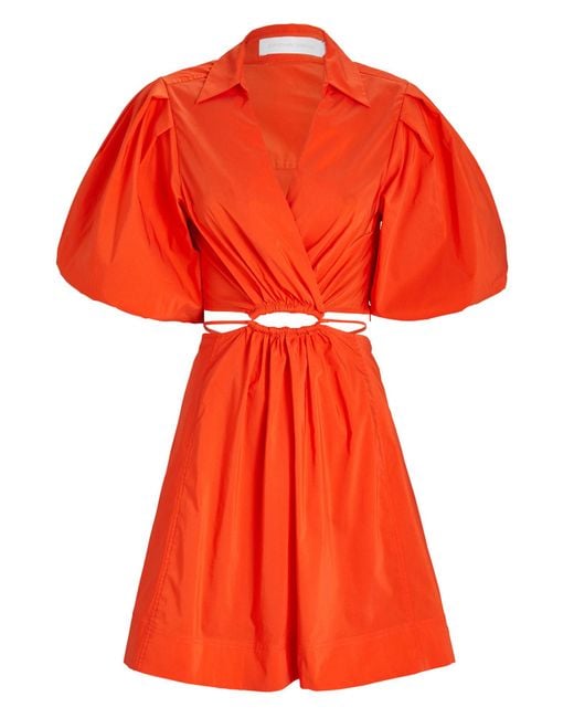 Jonathan Simkhai Aulora Cut-out Poplin Mini Dress in Orange | Lyst Canada
