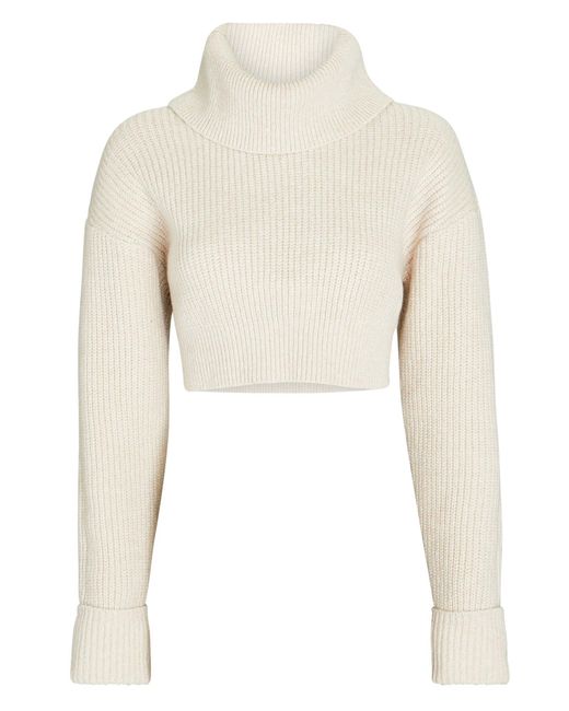white cropped turtleneck sweater