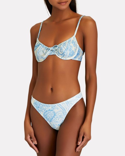 Faithfull The Brand Synthetic Sariska Paisley Bikini Top In Blue Lyst