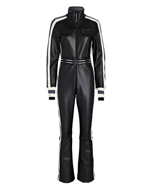 Perfect Moment Crystal Belted Faux Leather Ski Suit in Black Lyst