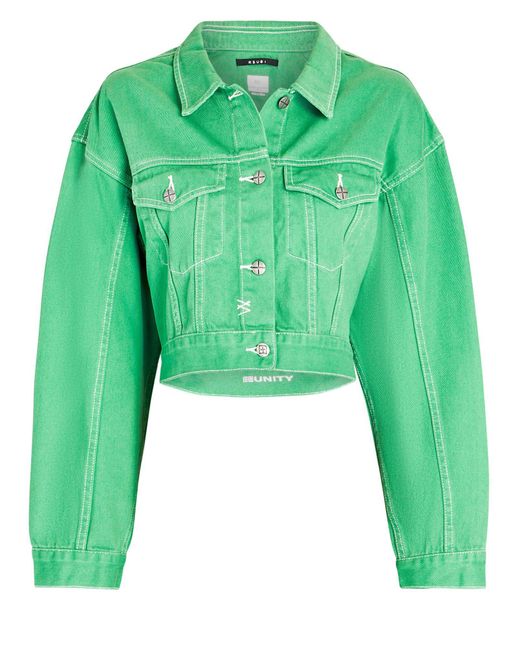 Ksubi Billie Cropped Denim Jacket in Green Lyst
