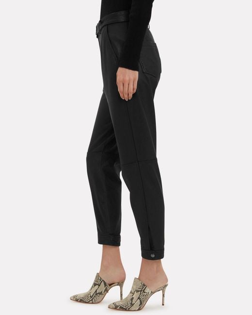 high rise leather trousers