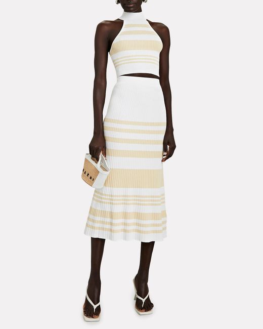 Significant Other Sage Striped Rib Knit Midi Skirt in Ivory (White) | Lyst