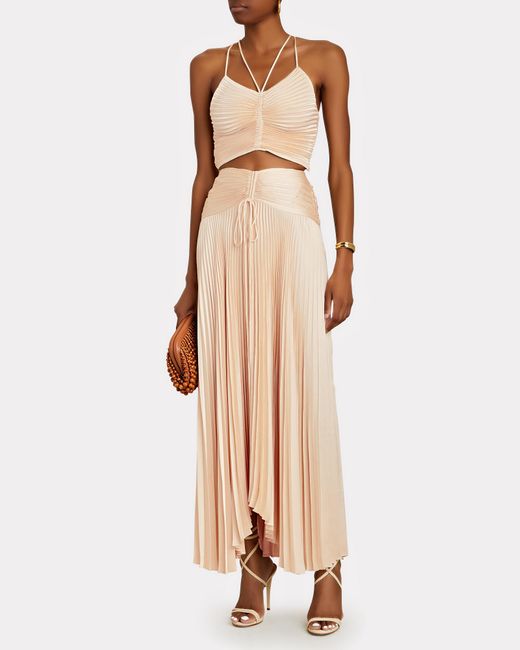 A.L.C. Ari Pleated Satin Maxi Skirt in 