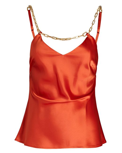 Cult Gaia Satin Frankie Open-back Embellished Top in Orange (Red) | Lyst