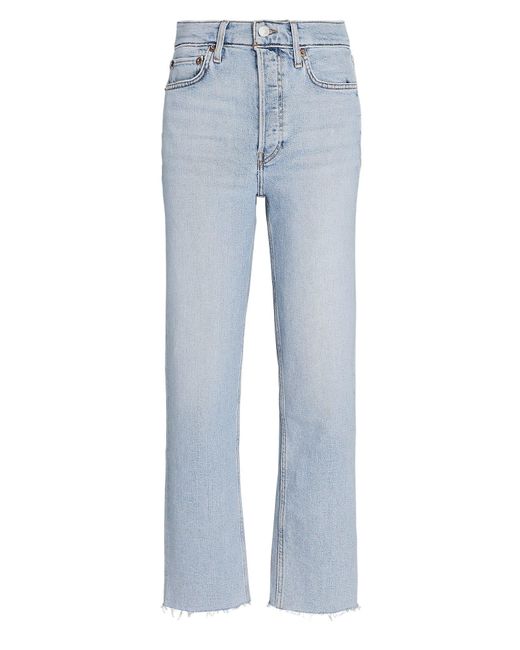 Damen Bekleidung Jeans Bootcut Jeans RE/DONE Denim High-Rise Jeans 70s Stove Pipe in Blau 