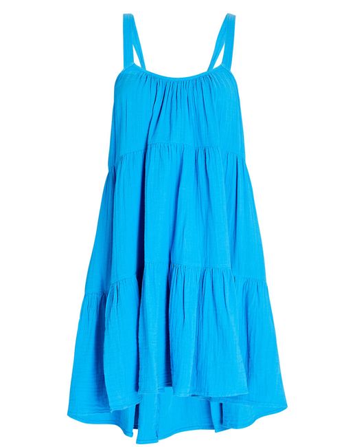 Xirena Cotton Pyper Ruffled Gauze Mini Dress in Blue | Lyst