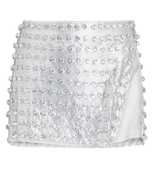 retroféte Deandra Crystal-embellished Chainmail Mini Skirt in Gray | Lyst