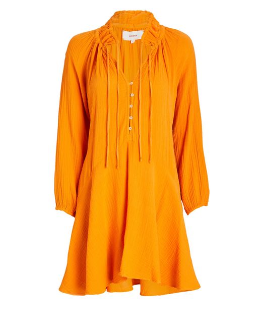 Xirena Lola Asymmetric Cotton Mini Dress in Orange - Lyst