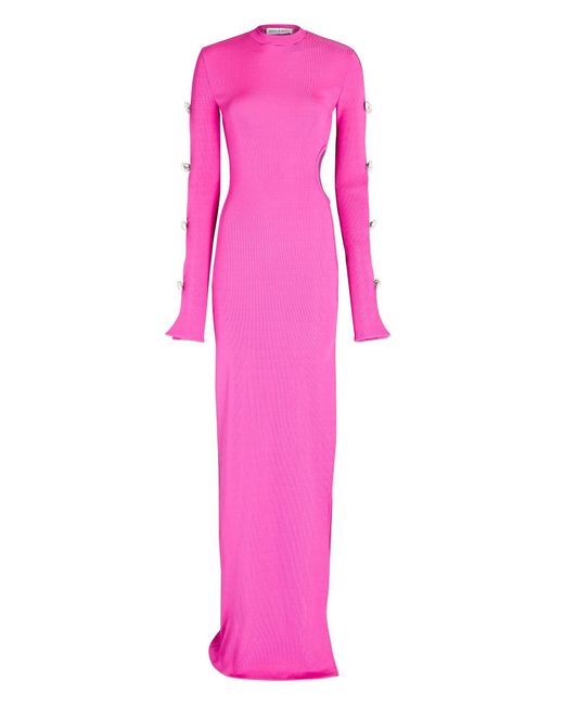 Mach & Mach Crystal-embellished Cut-out Maxi Dress in Pink | Lyst