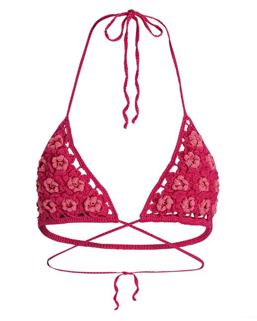 Cult Gaia Alivia Floral Crochet-knit Bikini Top in Pink | Lyst