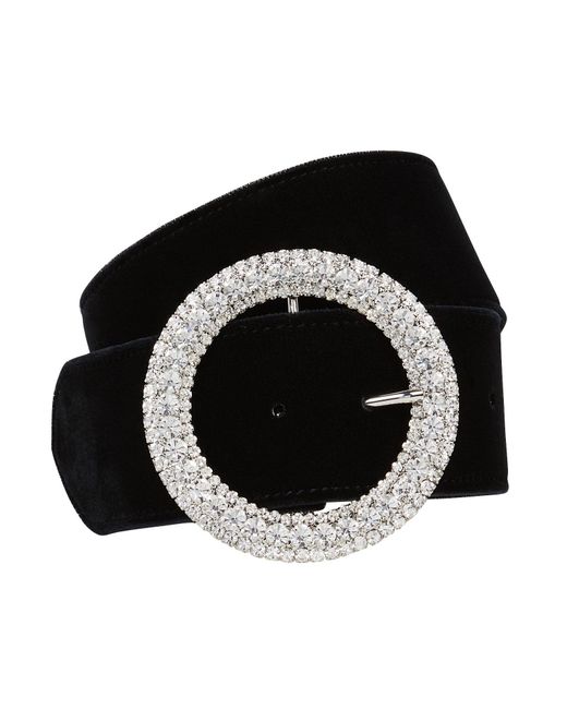 B Low The Belt Clara Crystal Buckle Velvet Belt in Black Lyst