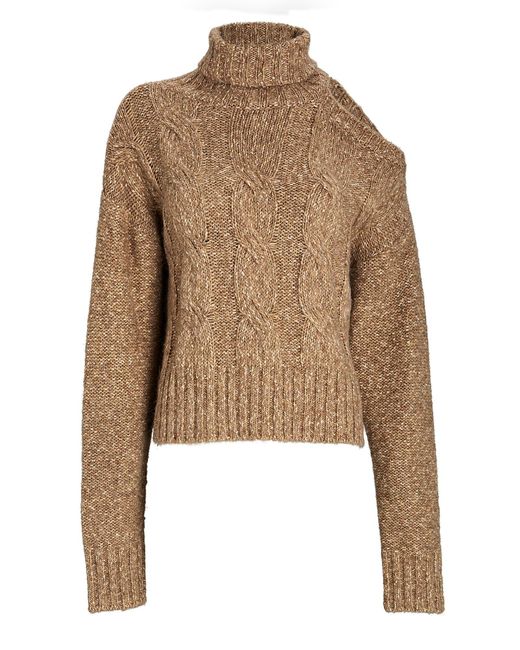 Veronica Beard Selleck Cold-shoulder Turtleneck Sweater in Brown | Lyst