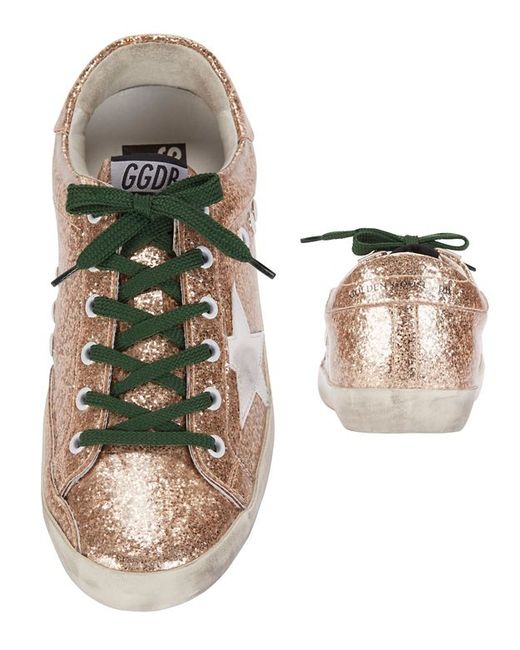 Golden Goose Super Star Gold Glitter Sneakers In Metallic Lyst