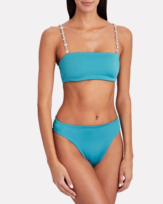 Maygel Coronel Leda Pearl-embellished Bikini Set in Blue-lt (Blue) | Lyst