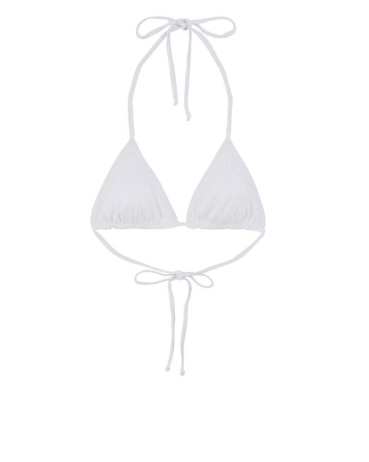 Frankie's Bikinis Sky Plissé Bikini Top in White | Lyst